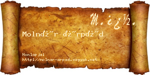 Molnár Árpád névjegykártya